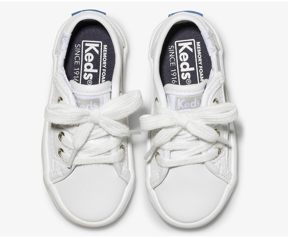 Basket Keds Enfant Blanche - Kickstart Jr. Cuir - 437-ICYNQR